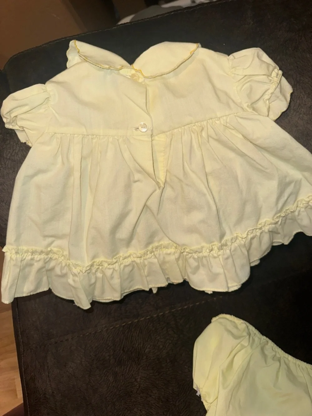 Vintage Cuties by Judy Yellow embroidered Dress w/Ruffle Trim & diaper cover 6m